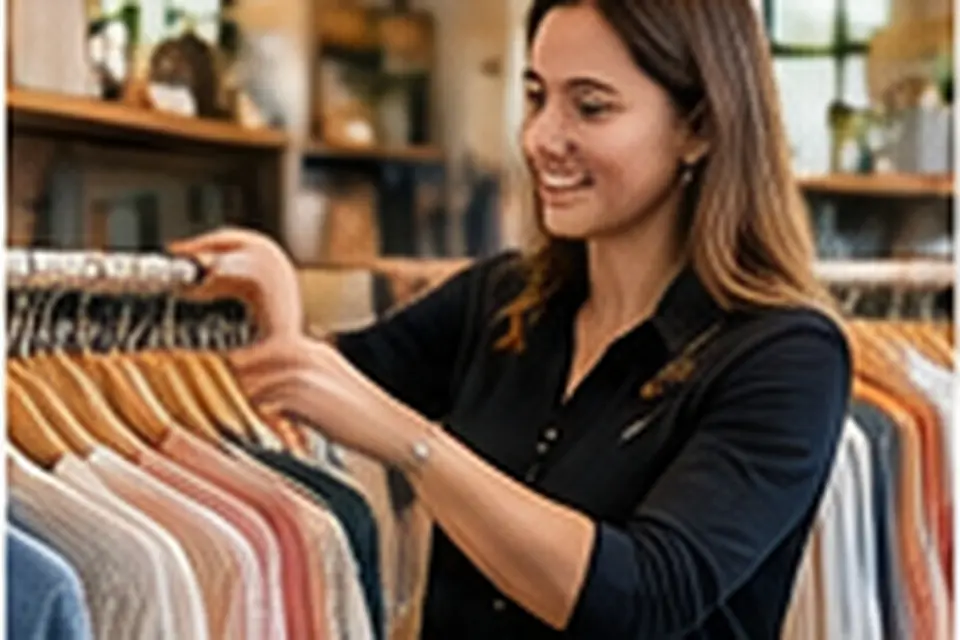 Clothing retailer arranging new season stock on the racks